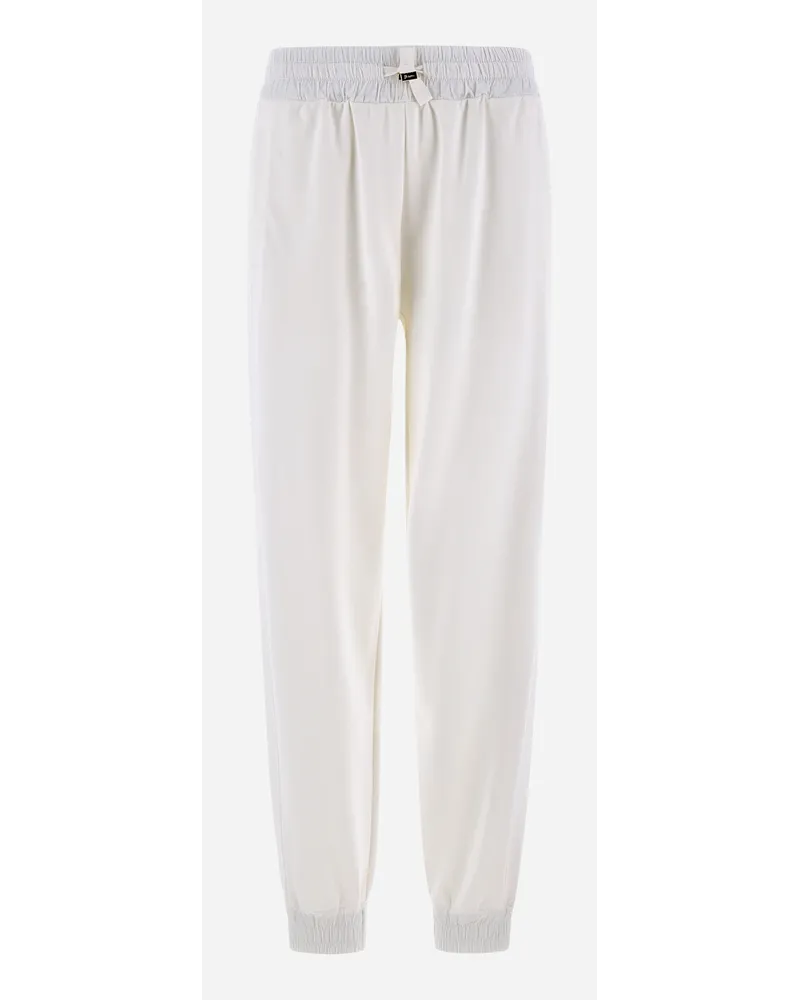 Herno Pantaloni In Viscose Sweater E Techno Taffetà Bianco