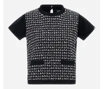 T-shirt In Chic Cotton Jersey E Trend Tweed - Donna T-shirt Nero