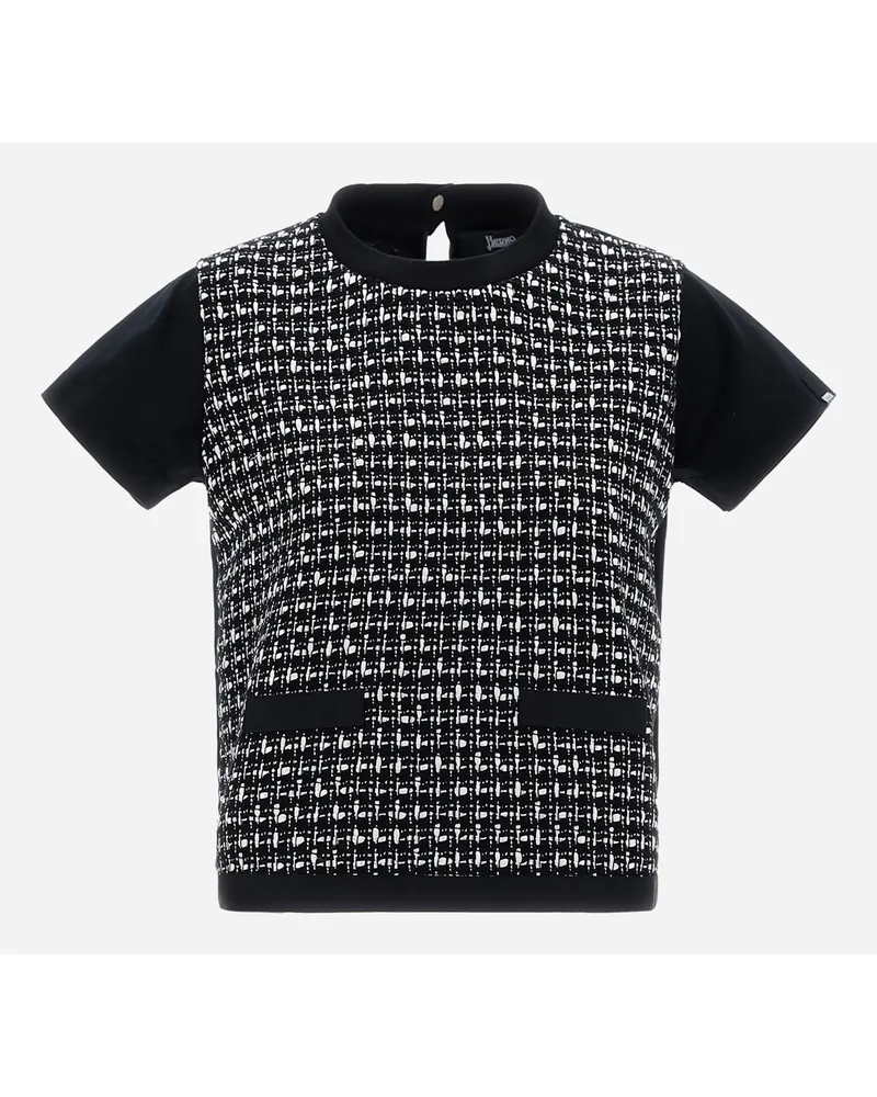 Herno T-shirt In Chic Cotton Jersey E Trend Tweed Nero