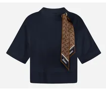 T-shirt In Superfine Cotton Stretch Con Foulard - Donna T-shirt Blu Navy