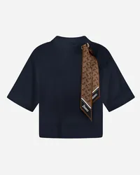 Herno T-shirt In Superfine Cotton Stretch Con Foulard Blu