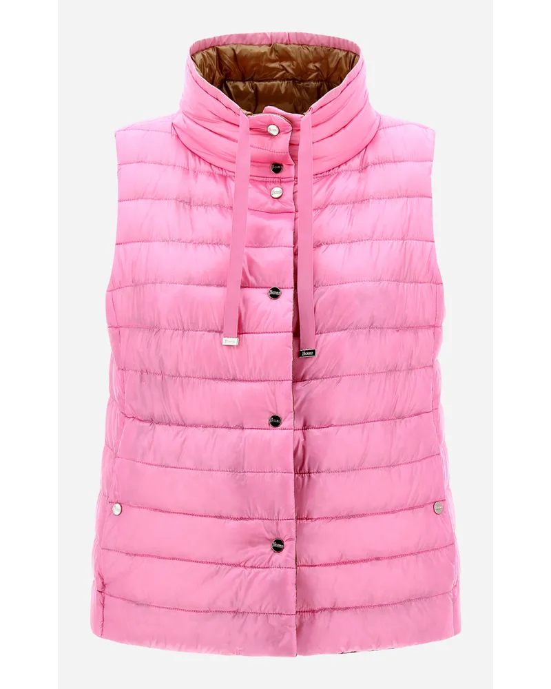 Herno Smanicato Reversibile In Nylon Ultralight Rosa