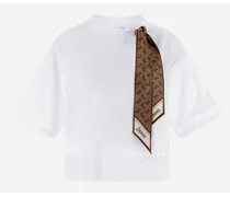 T-shirt In Superfine Cotton Stretch Con Foulard - Donna T-shirt Bianco