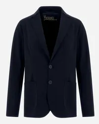 Herno Blazer In Scuba Leggero Non Lavato Blu