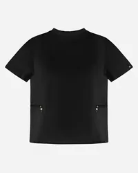 Herno T-shirt In Chic Cotton Jersey E New Techno Taffetà Nero