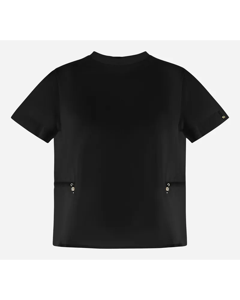 Herno T-shirt In Chic Cotton Jersey E New Techno Taffetà Nero