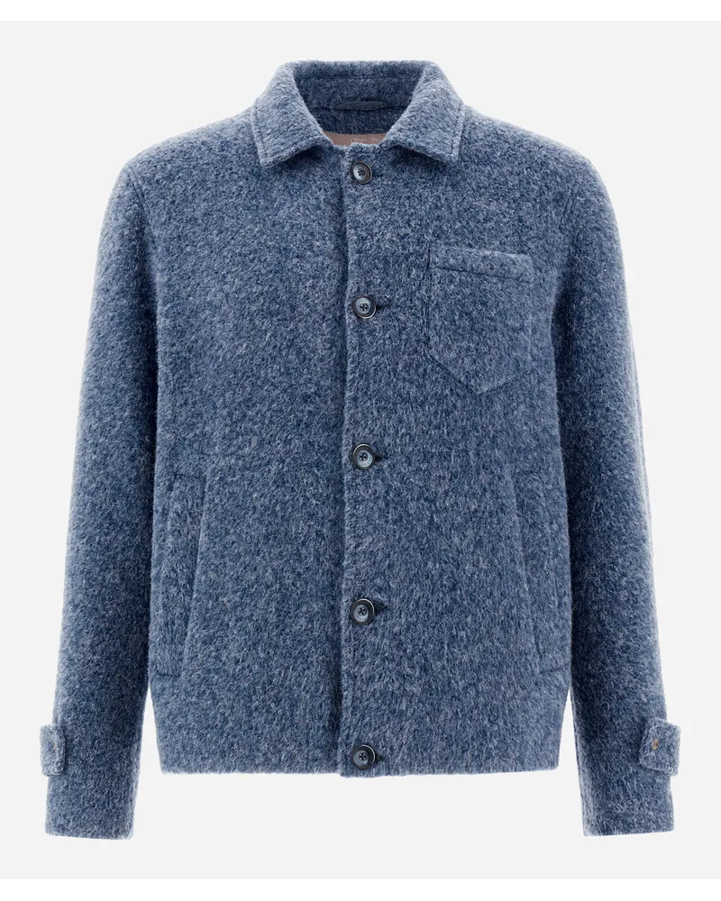 Herno Camicia Resort In Fog Wool Denim