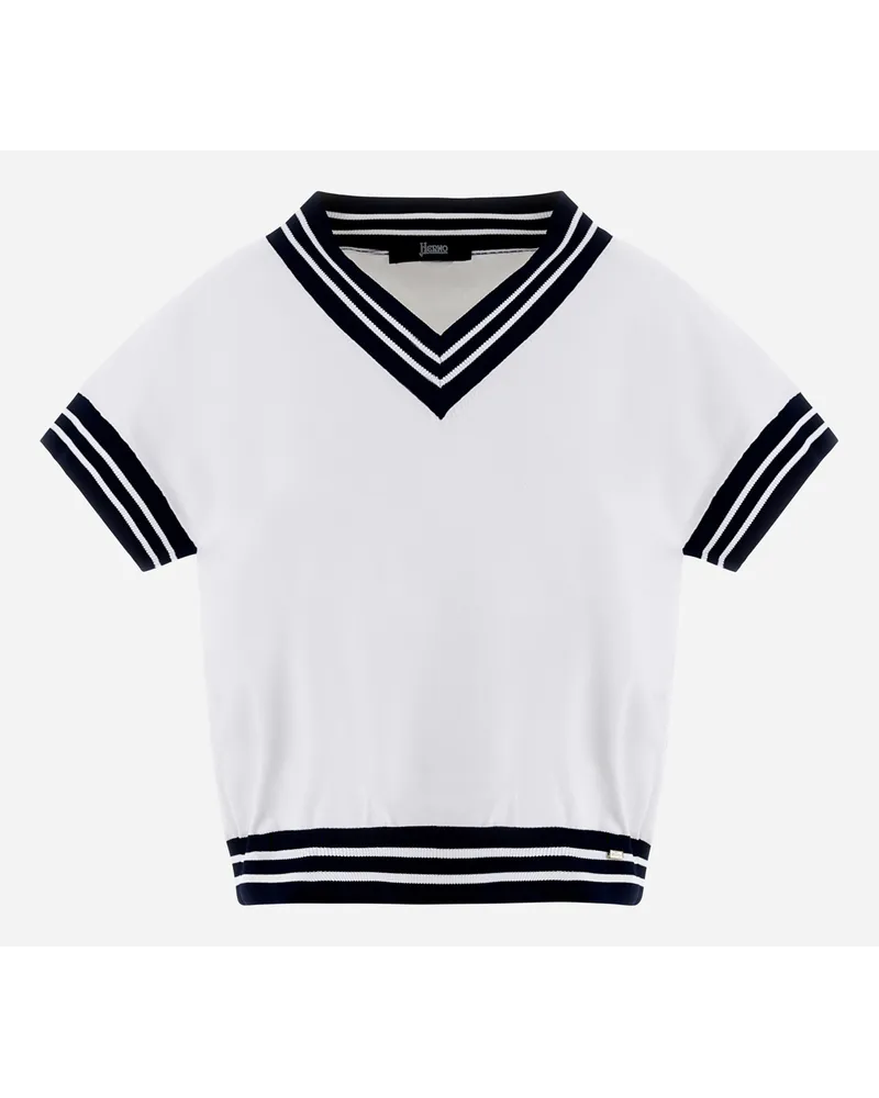 Herno Maglia In Endless Viscose Stripes Bianco