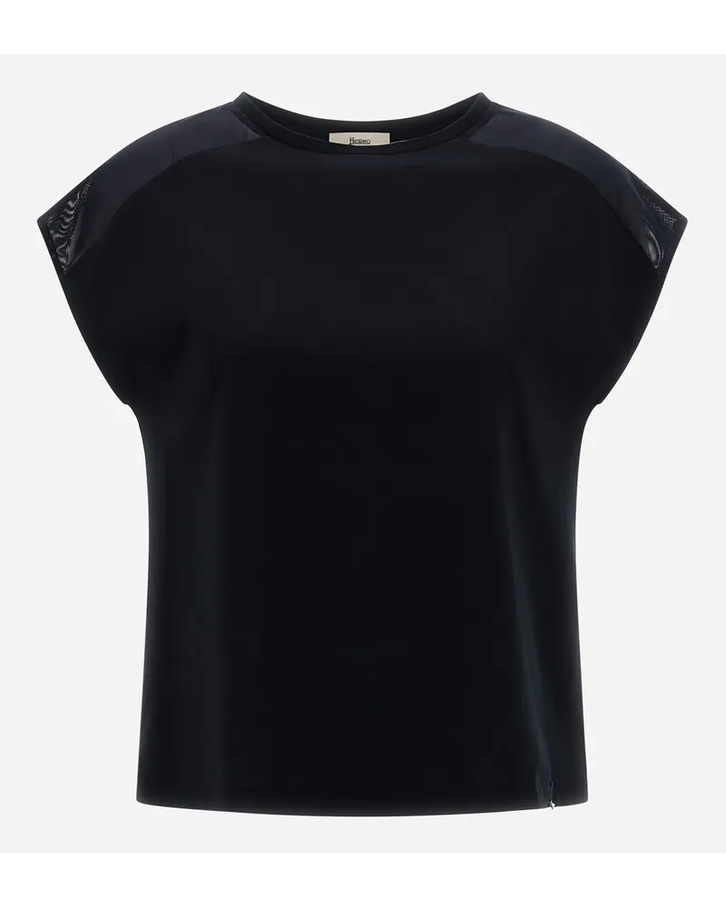 Herno T-shirt In Chic Cotton Jersey E Chic Mesh Nero