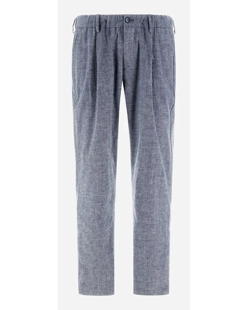 Herno Pantaloni Resort In Cotton Effect Denim Blu