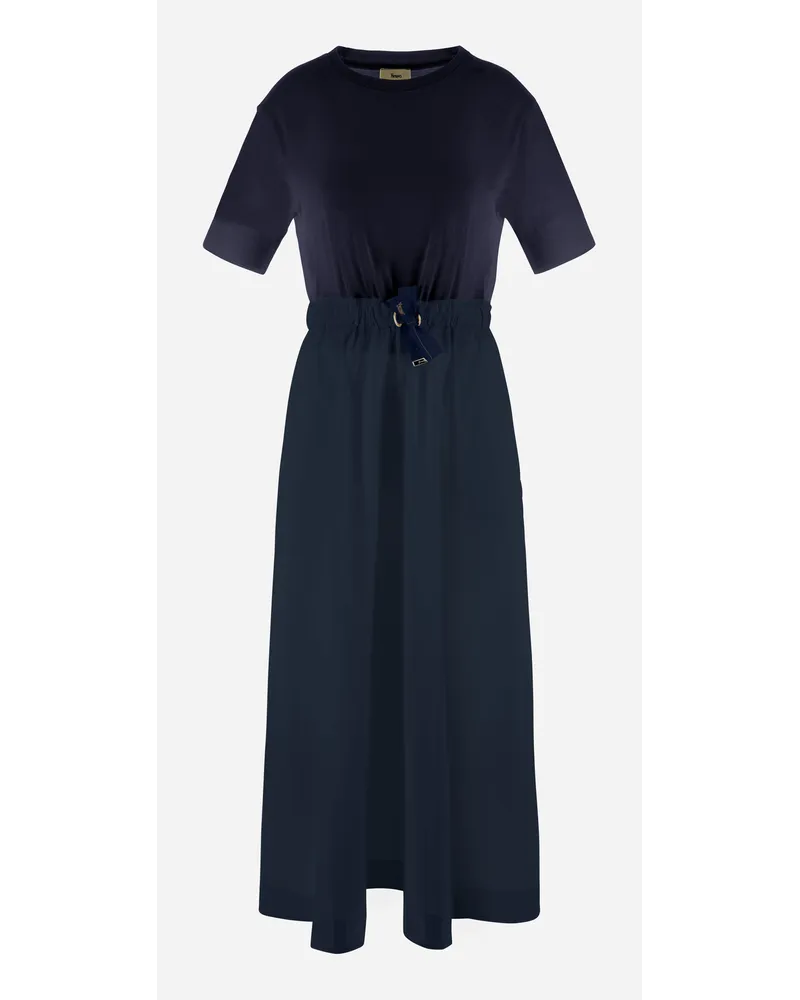 Herno Abito In Glam Knit Effect E Techno Taffeta Blu