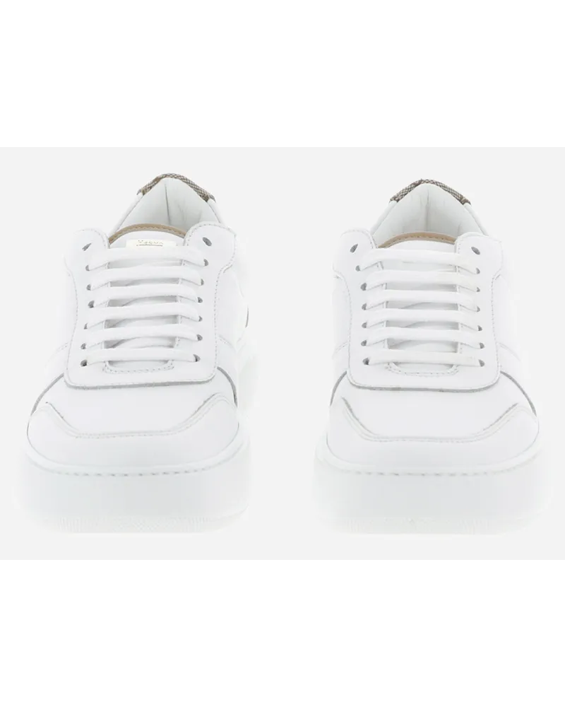 Herno Sneaker In Pelle E Monogram Bianco