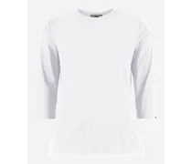 T-shirt A Maniche Lunghe In Chic Cotton Jersey E New Techno Taffetà - Donna T-shirt Bianco