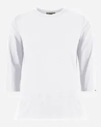 Herno T-shirt A Maniche Lunghe In Chic Cotton Jersey E New Techno Taffetà Bianco