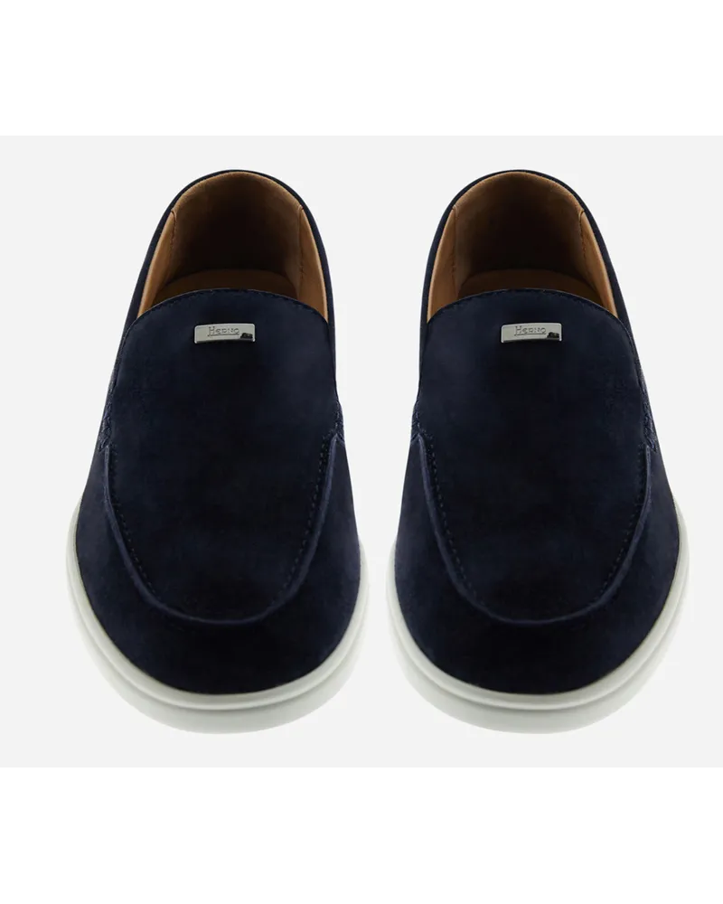 Herno Mocassini In Suede E Monogram Blu