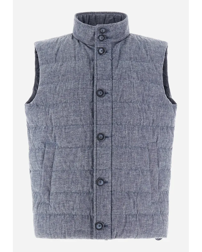 Herno Smanicato Resort In Cotton Effect Denim Blu