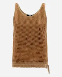 Herno Top In Superfine Cotton Jersey E Spring Lace Sabbia