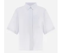 Camicia A Maniche Corte In Cotton - Donna Camicie Bianco