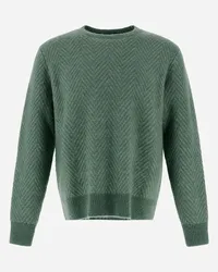 Herno Maglia Resort In Herringbone Alpaca Jacquard Verde