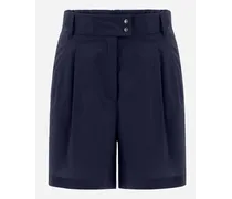 Shorts In Light Cotton Stretch - Donna Pantaloni Blu Navy