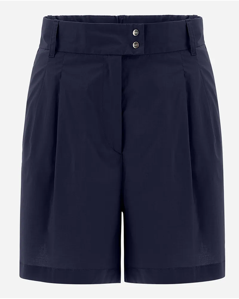 Herno Shorts In Light Cotton Stretch Blu