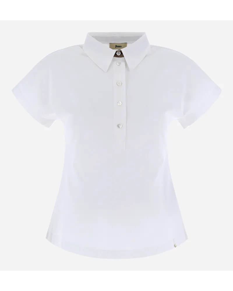 Herno Polo In Ever Cotton Interlock, New Popeline E Monogram Bianco