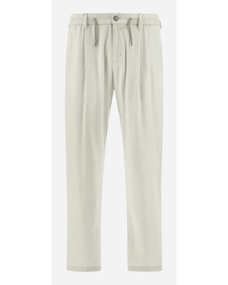 Herno Pantaloni Resort In Cashmere Seta Avorio