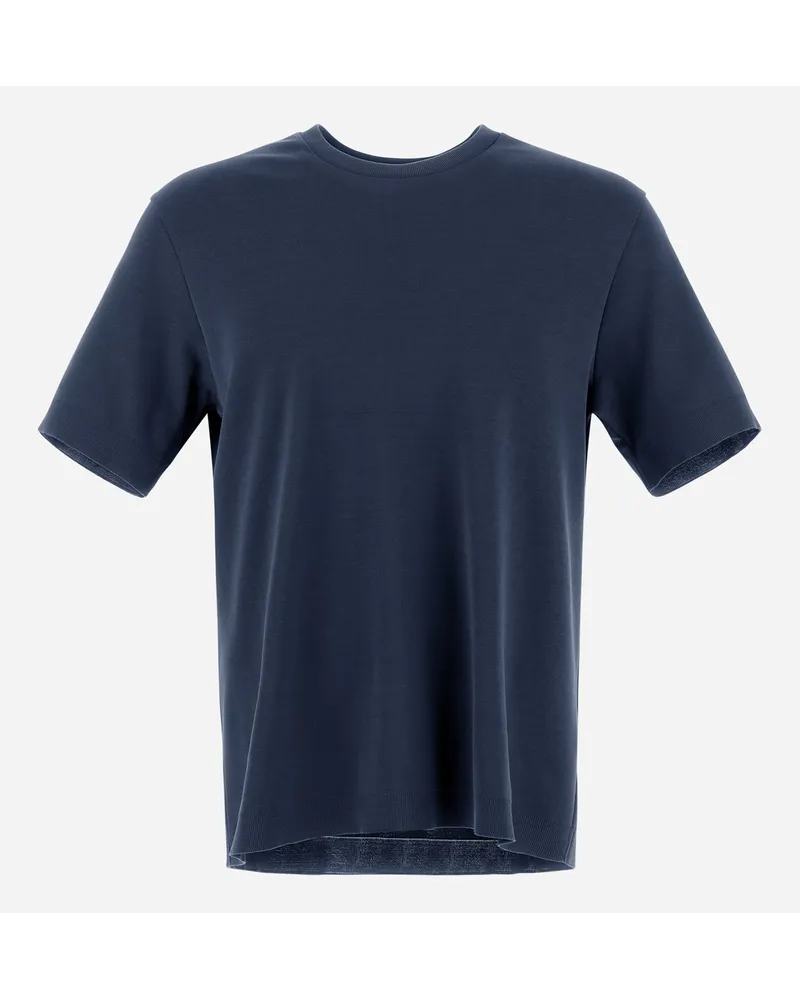 Herno T-shirt In Jersey Knit Effect Blu