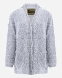 Herno Cardigan In Frizzy Lurex Knit Bianco