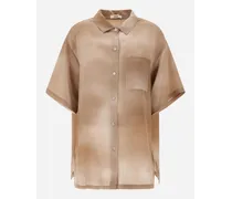 Camicia A Maniche Corte In Cloud Silk - Donna Camicie Sabbia
