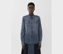 Camicia classica Dempo in denim Blu 100% Cotone