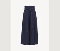 Pantaloni culotte Blu 100% Lino