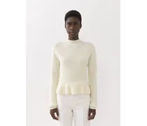 Pullover peplo Bianco 100% Lana