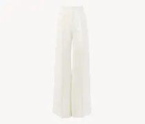 Pantaloni a gamba larga Bianco 56% Viscosa, 44% Ramiè