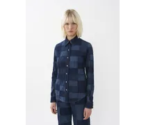 Camicia in denim patchwork Blu 80% Cotone, 20% Lino