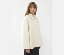 Cappotto corto a mantella Bianco 80% Lana Vergine, 20% Poliammide, Corno Bubalus Bubalis, domestico, COO India