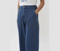 Pantaloni ampi in denim Blu 100% Cotone