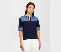 T-shirt in maglia Blu 100% Cotone
