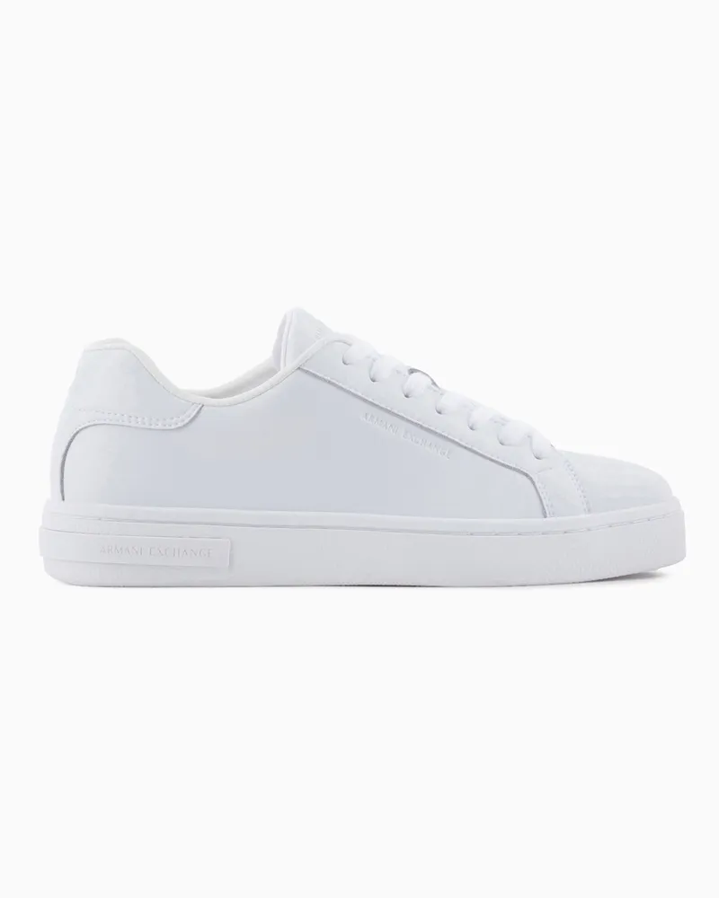 Armani Exchange Sneakers in pelle liscia con lacci Bianco