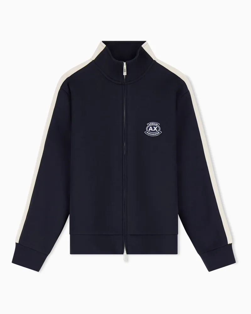 Armani Exchange Felpa in cotone bonded stretch Blu