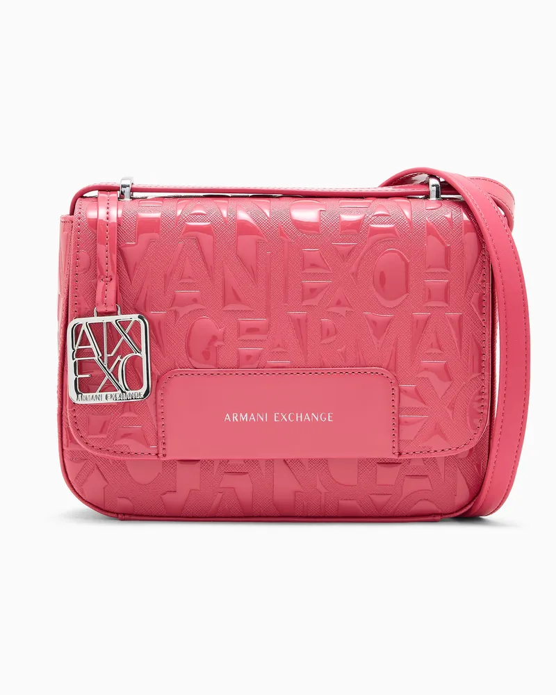 Armani Exchange Borsa a tracolla con logo goffrato e charm in metallo Rosa