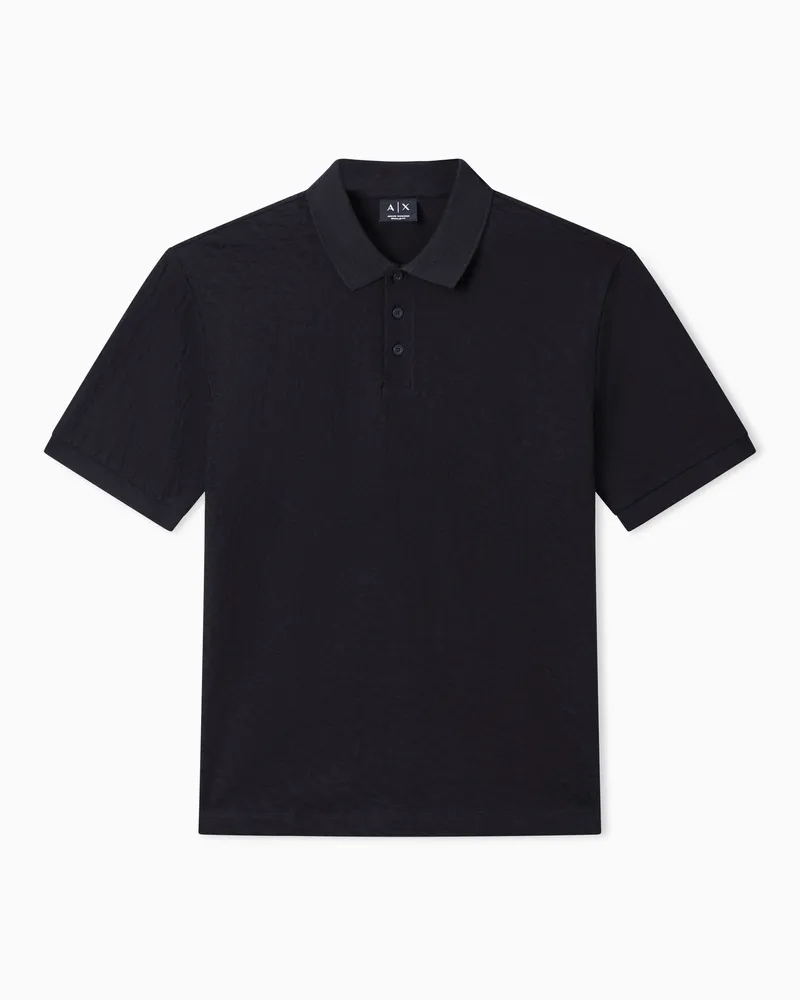 Armani Exchange Polo Jacquard in Cotone Mercerizzato Nero