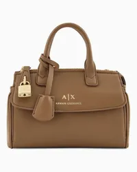 Armani Exchange OFFICIAL STORE Borsa A Mano Bauletto Piccolo Con Lucchetto E Dettagli In Metallo Asv Beige