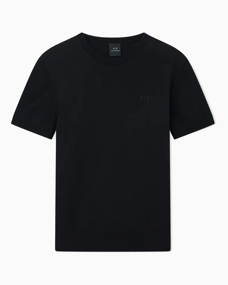 Armani Exchange T-shirt in maglia di cotone organico Nero