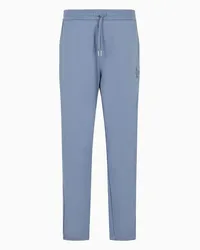 Armani Exchange OFFICIAL STORE Pantaloni Jogger In Interlock Di Cotone Asv Con Banda Logo Azzurro