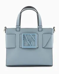 Armani Exchange OFFICIAL STORE Tote Bag Media Con Doppi Manici E Tracolla Blu