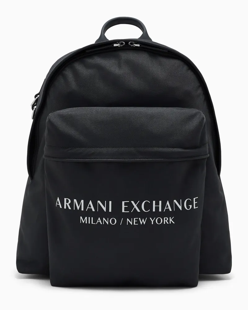 Armani Exchange Zaino con stampa logo e tasca frontale con zip Nero
