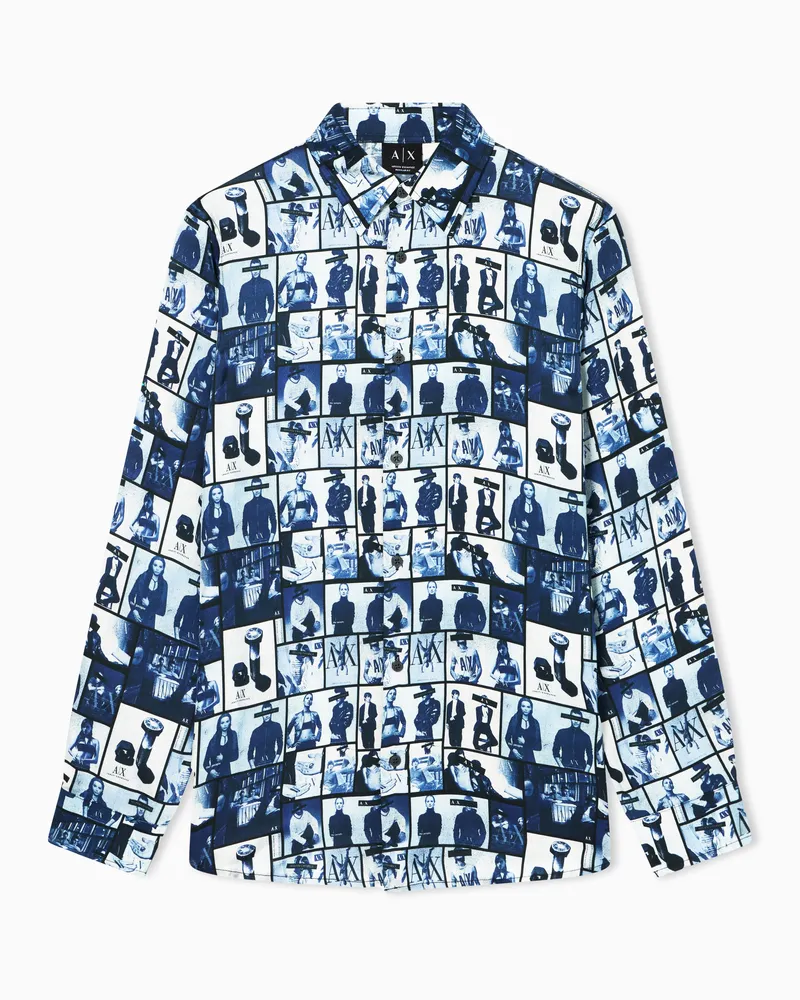 Armani Exchange Camicia in tessuto tecnico Blu