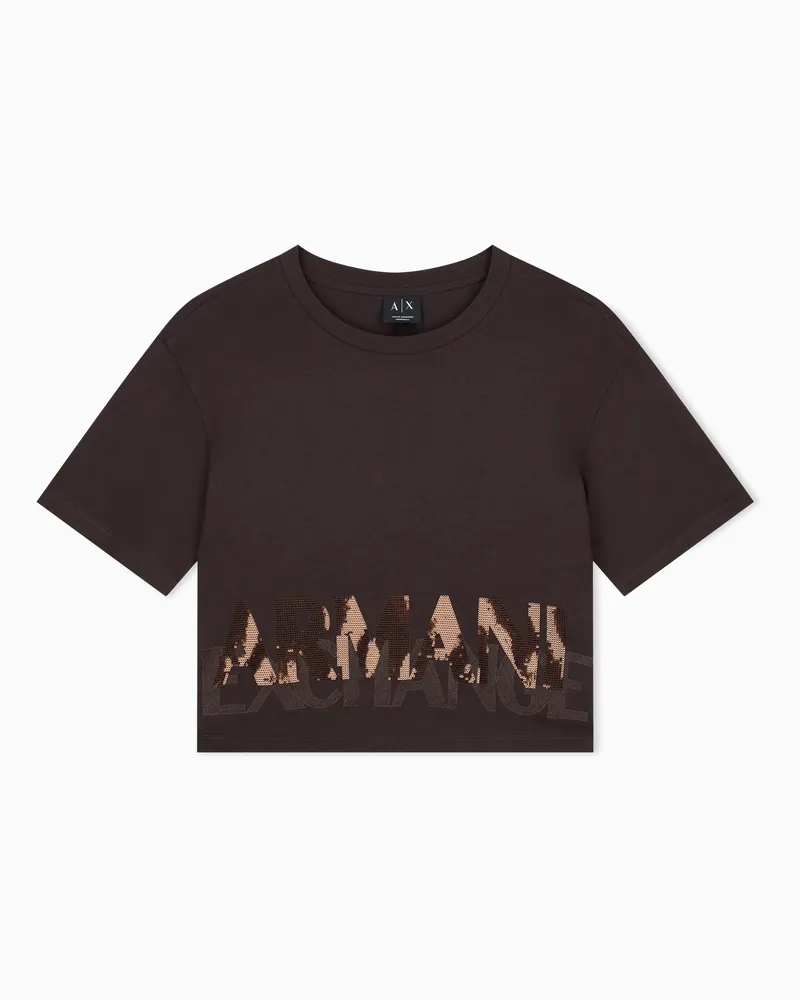 Armani Exchange T-shirt a vestibilità regolare in jersey di cotone Marrone