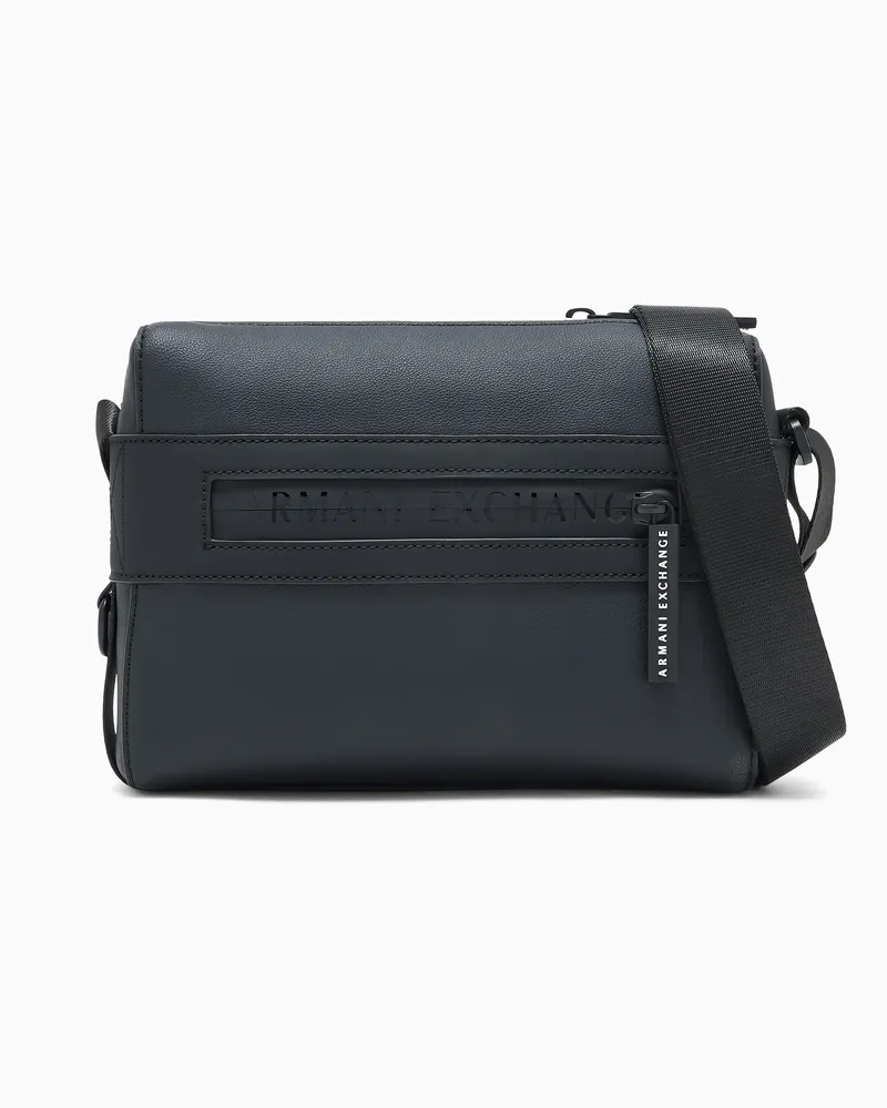 Armani Exchange Borsa a tracolla in similpelle con logo in rilievo Nero